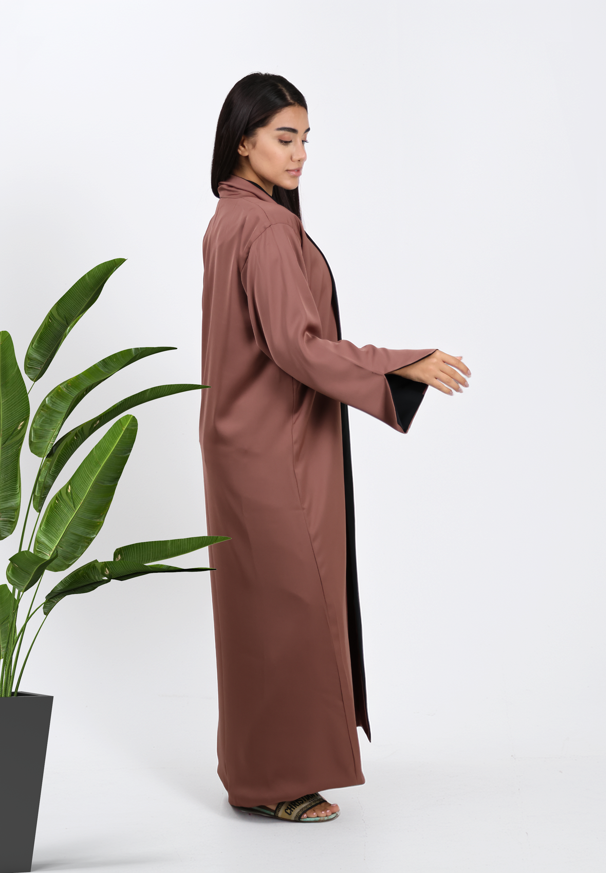 Dual-Tone Reversible Abaya - Terracotta & Classic Black