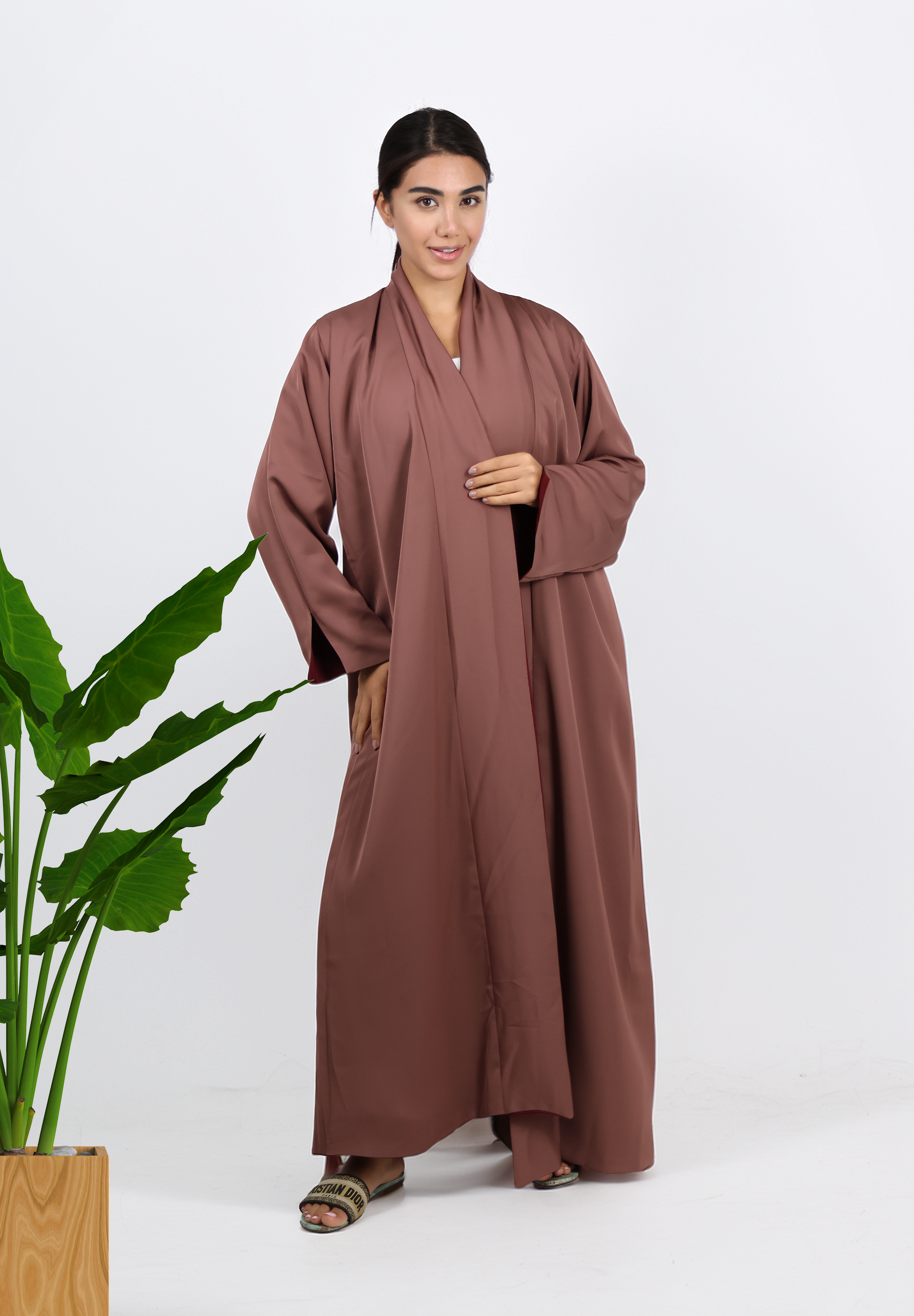 Reversible Elegance Abaya - Deep Maroon & Earthy Brown
