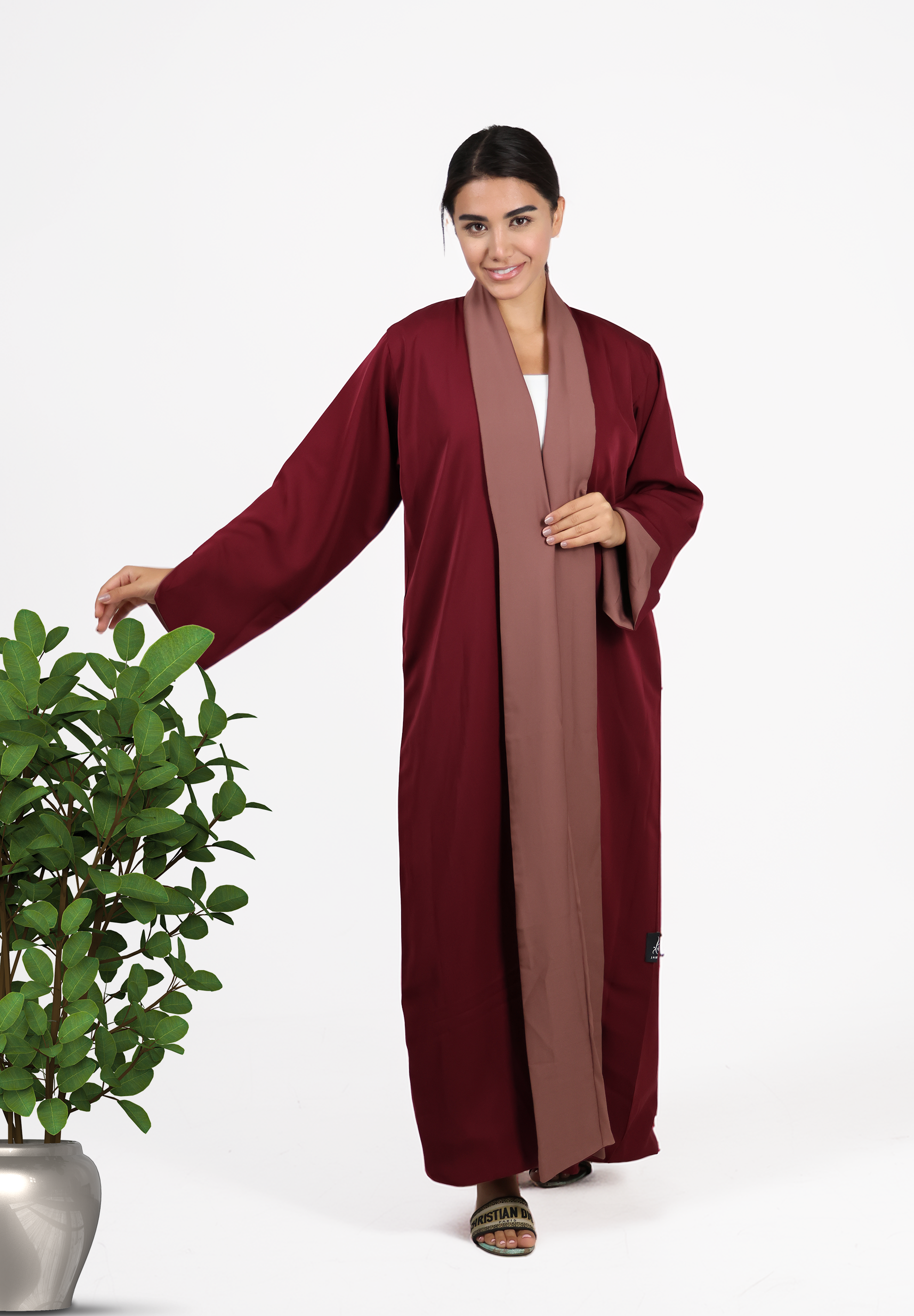 Reversible Elegance Abaya - Deep Maroon & Earthy Brown