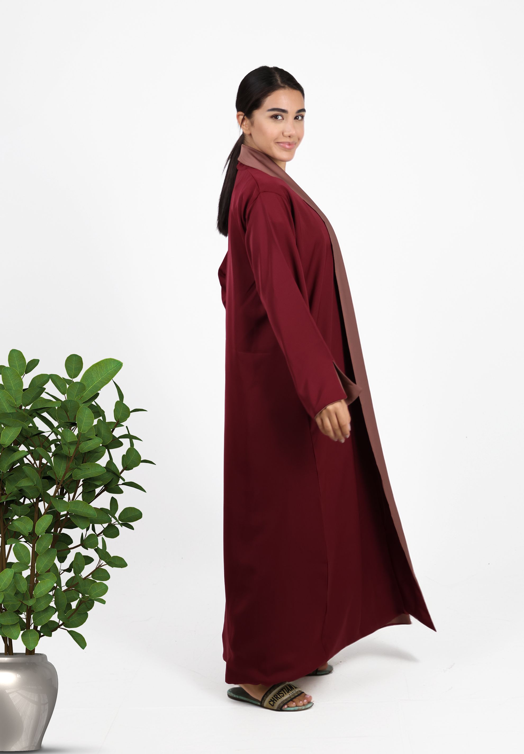 Reversible Elegance Abaya - Deep Maroon & Earthy Brown