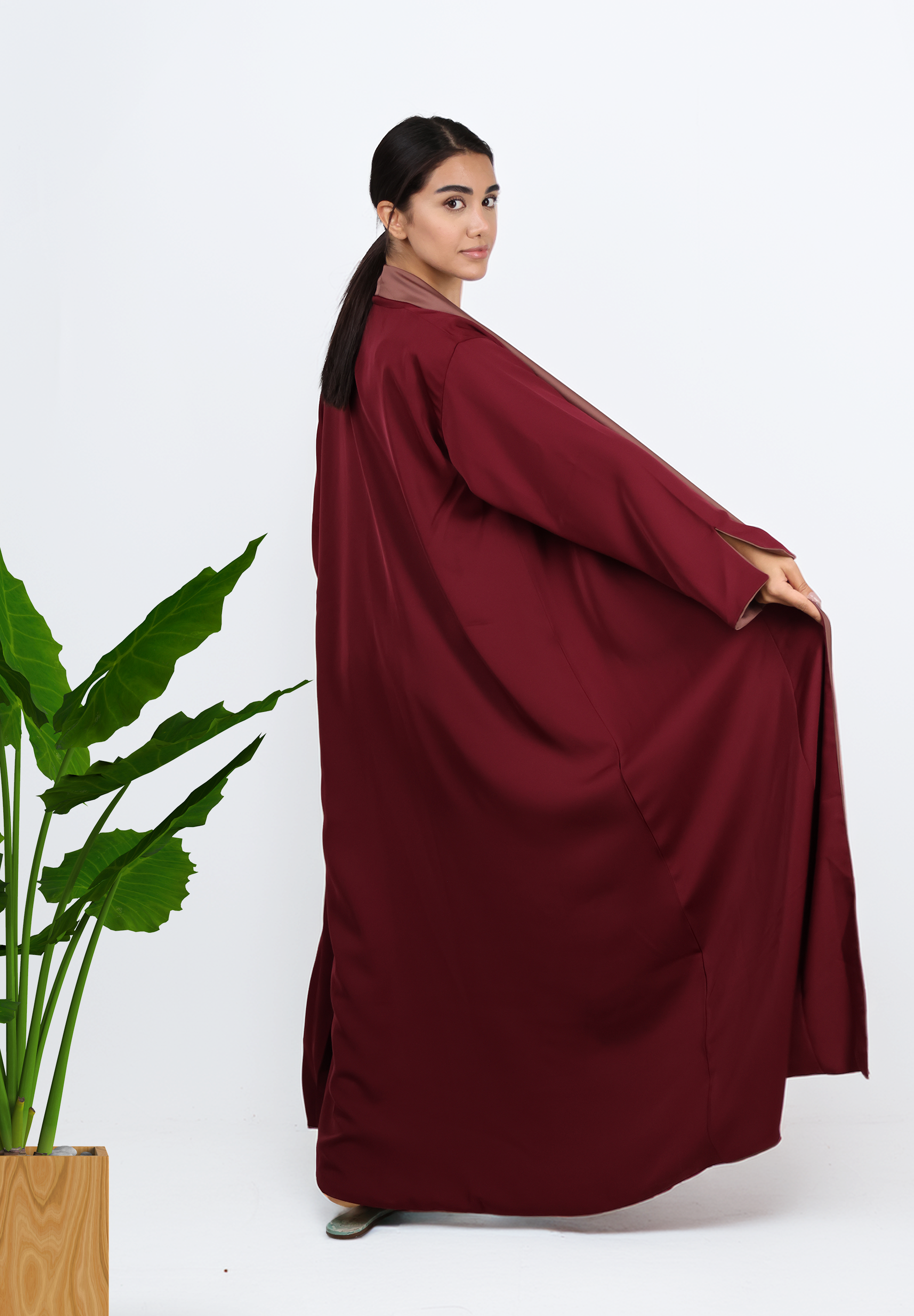 Reversible Elegance Abaya - Deep Maroon & Earthy Brown