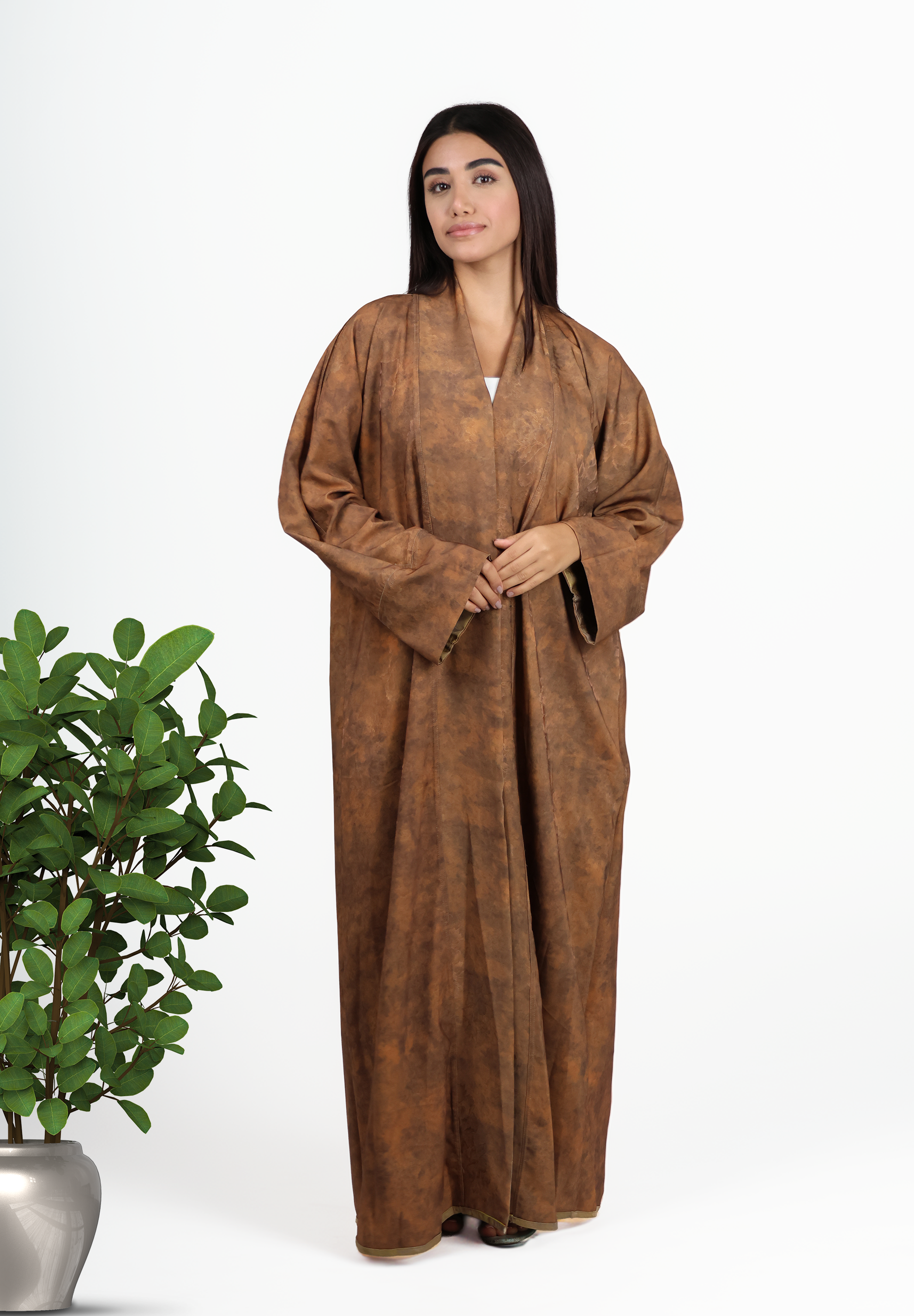 Dual-Artistry Reversible Abaya - Rustic Terracotta & Glimmering Olive