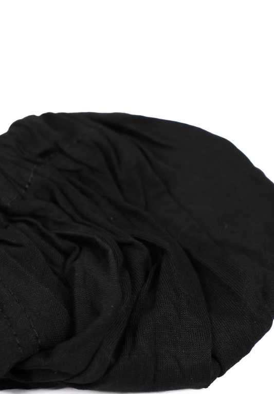 Premium Cotton Tie-Back Hijab Undercap – Classic Black