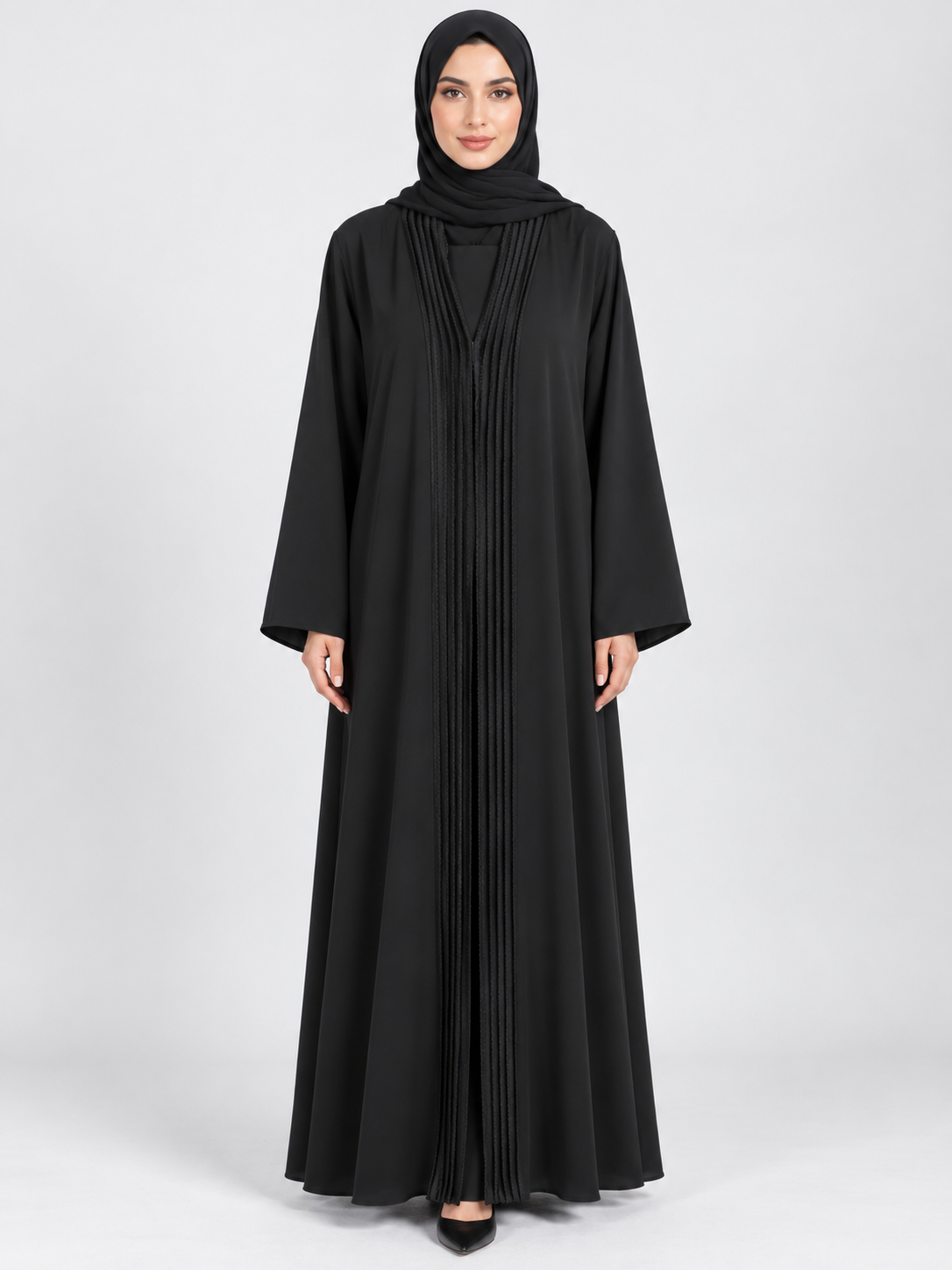 Jameela black abaya JAA488, front view