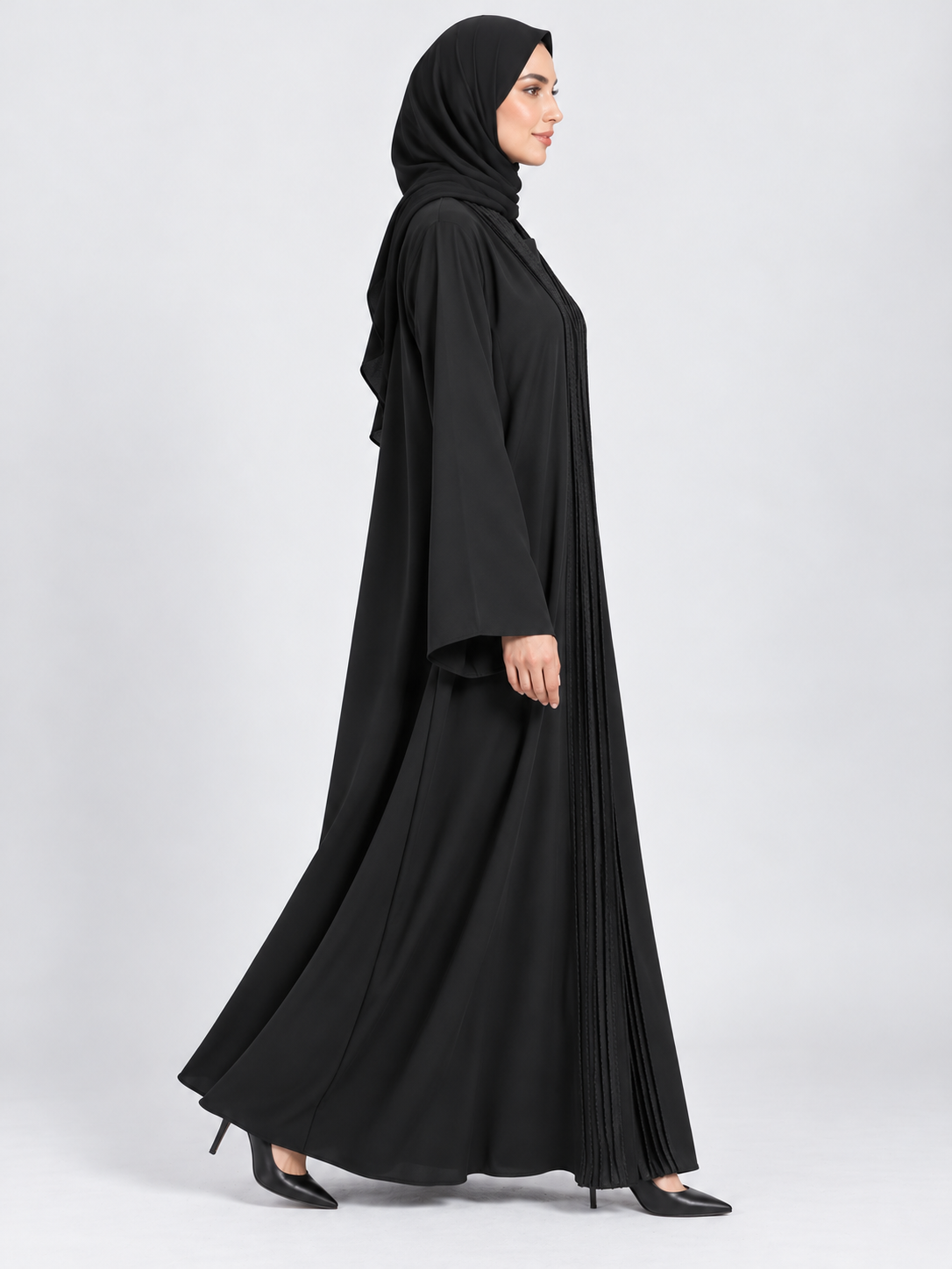 Jameela black abaya JAA488, side view
