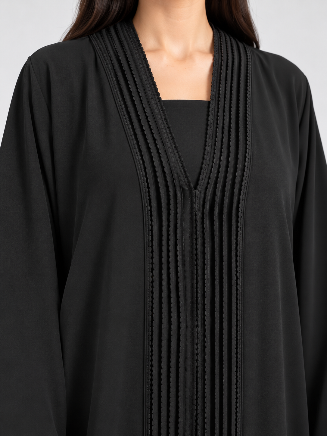Jameela black abaya JAA488, design detail