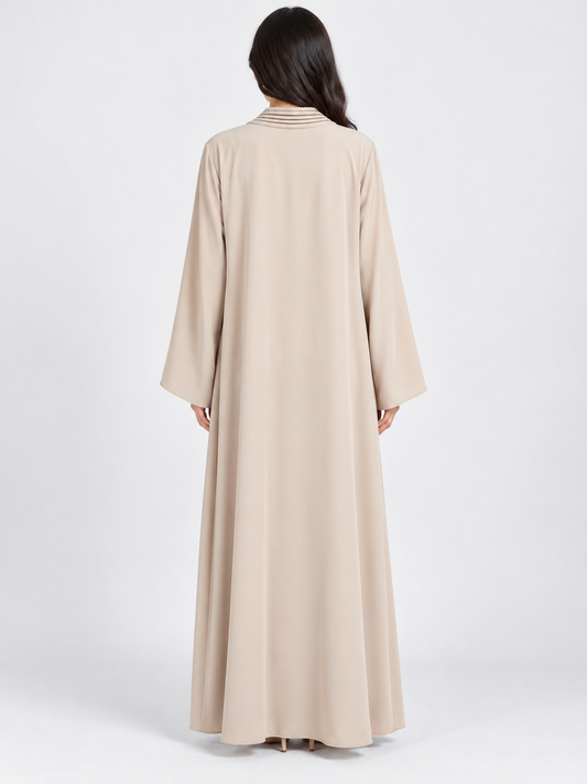 Jameela cream beige abaya JAA489, back view