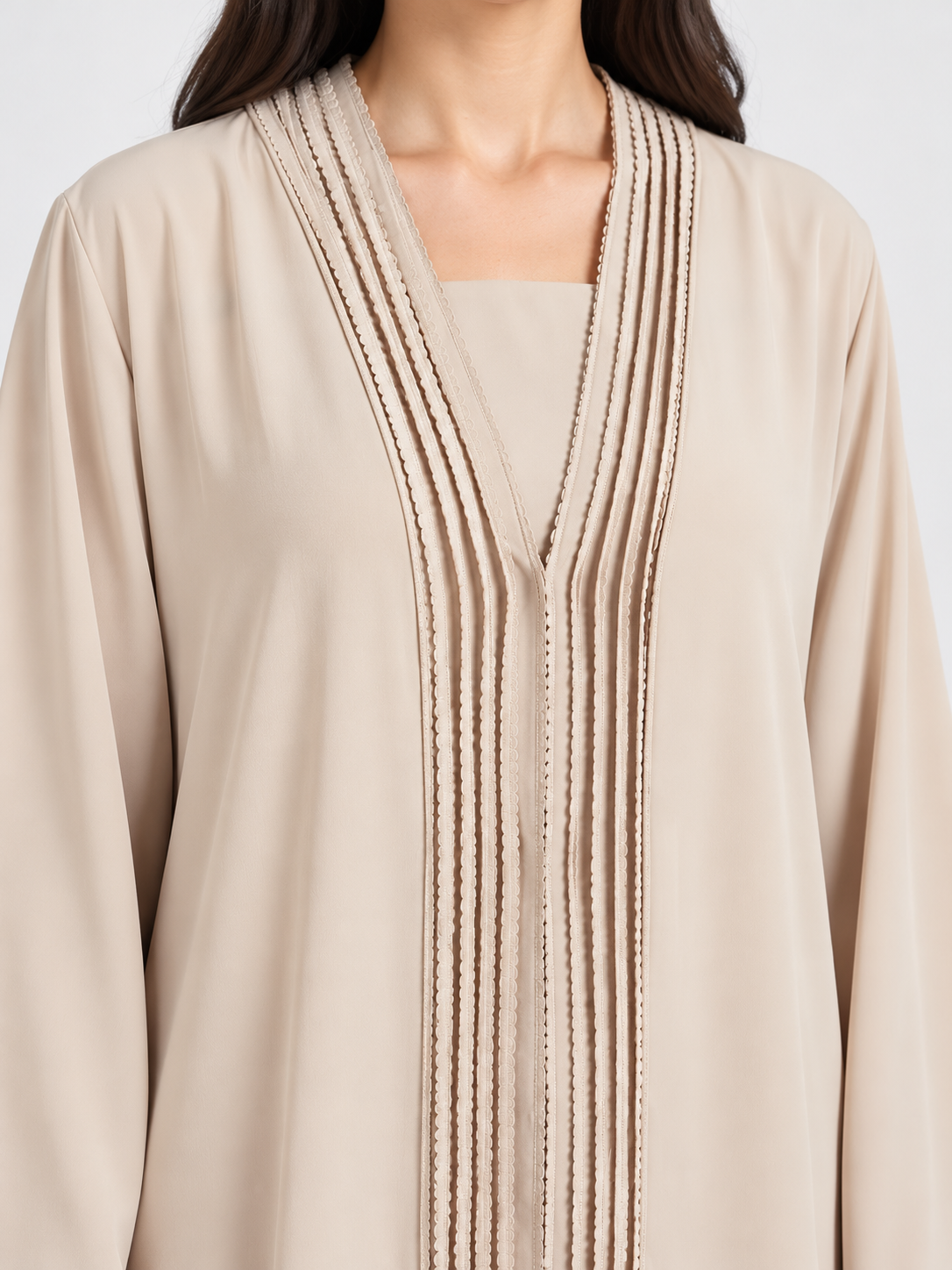 Jameela cream beige abaya JAA489, design detail