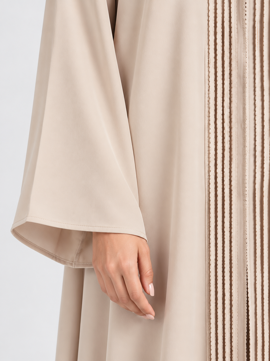 Jameela cream beige abaya JAA489, trim detail