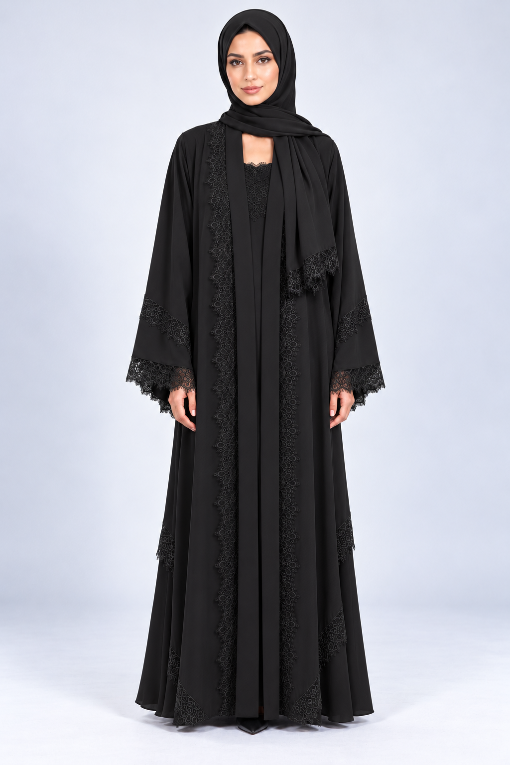 Jameela black abaya JAA491, front view