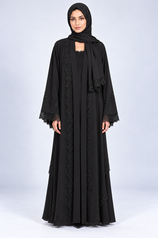 Jameela black abaya JAA491, front view