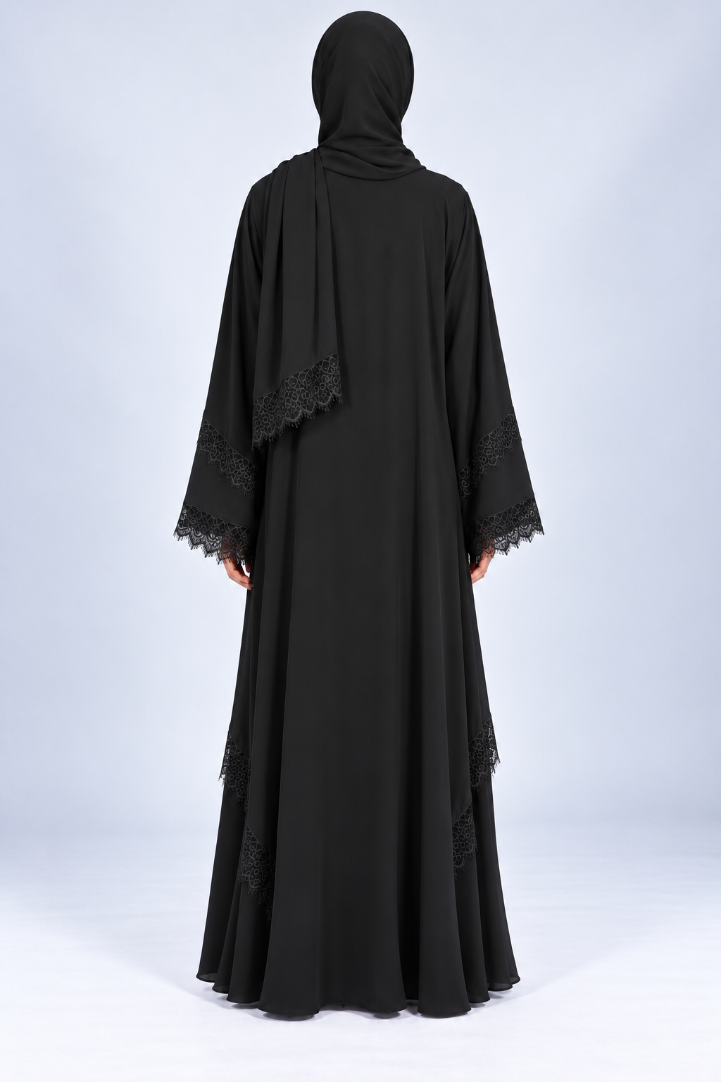 Jameela black abaya JAA491, back view