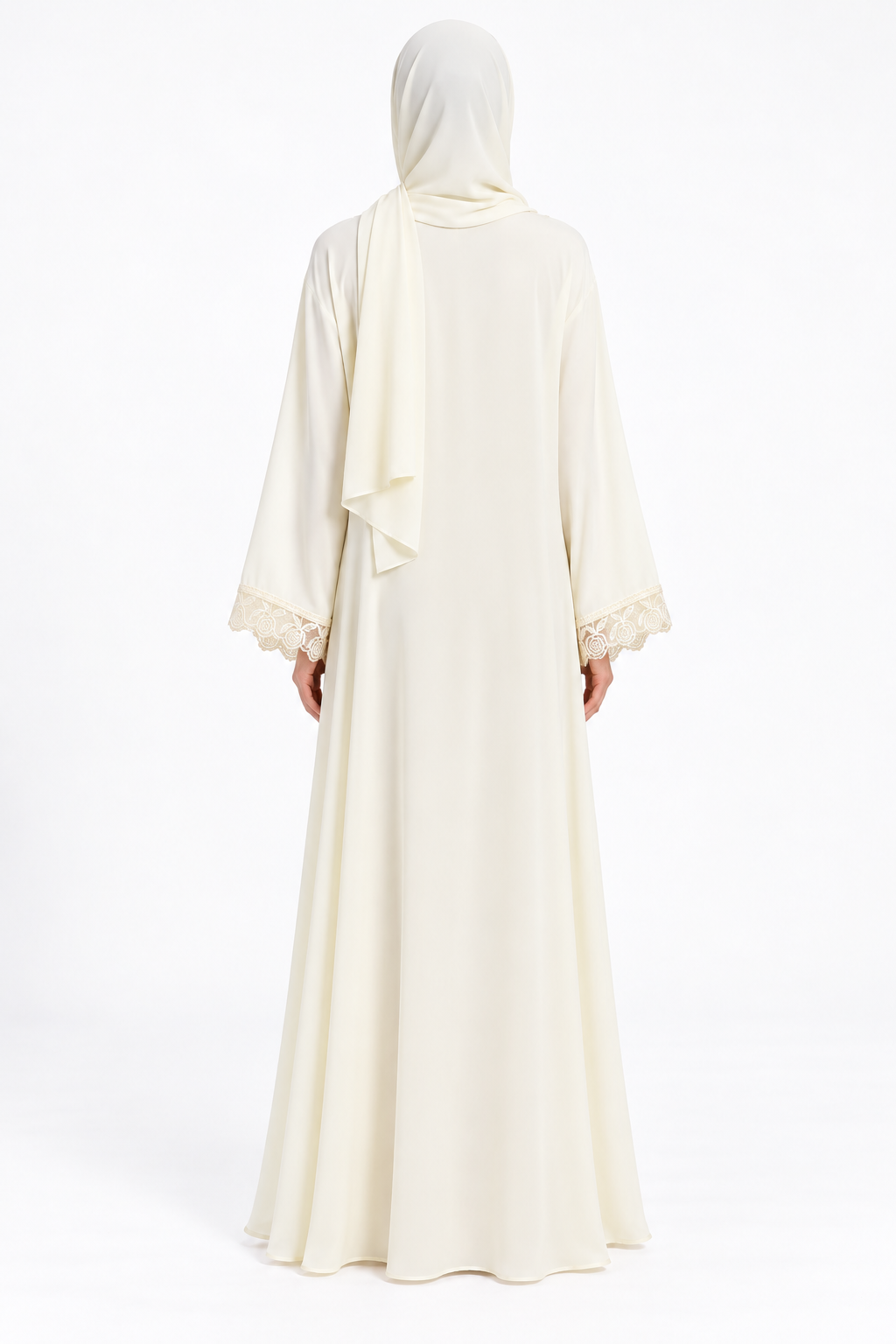 Jameela ivory cream abaya JAA492, back view