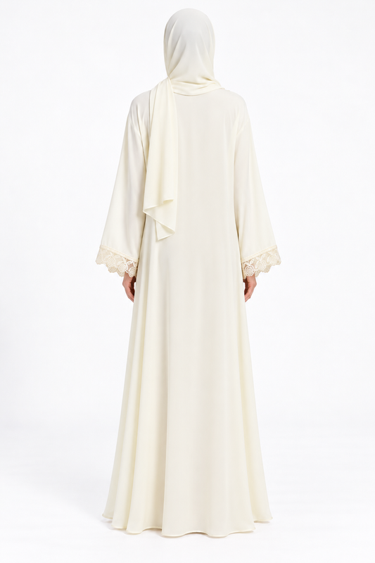Jameela ivory cream abaya JAA492, back view