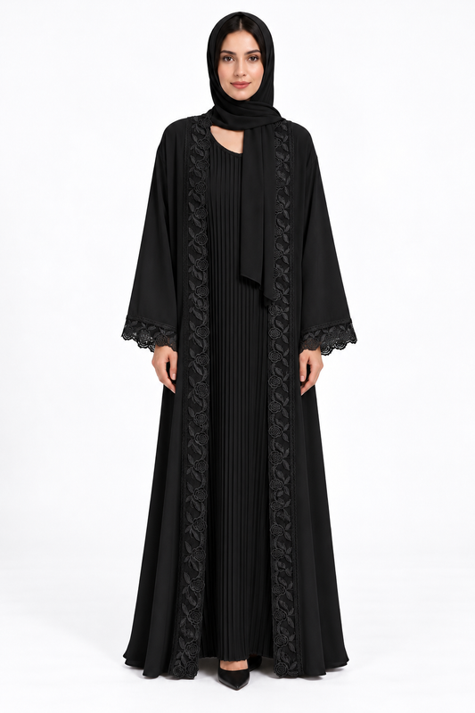 Jameela black abaya JAA493, front view