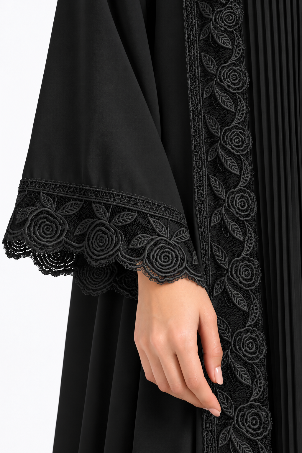Jameela black abaya JAA493, trim detail