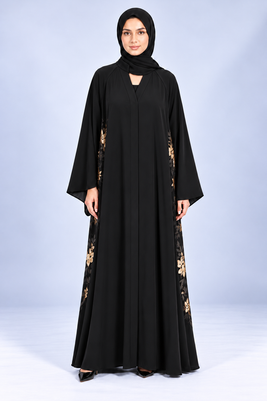 Jameela black abaya JAA494, front view