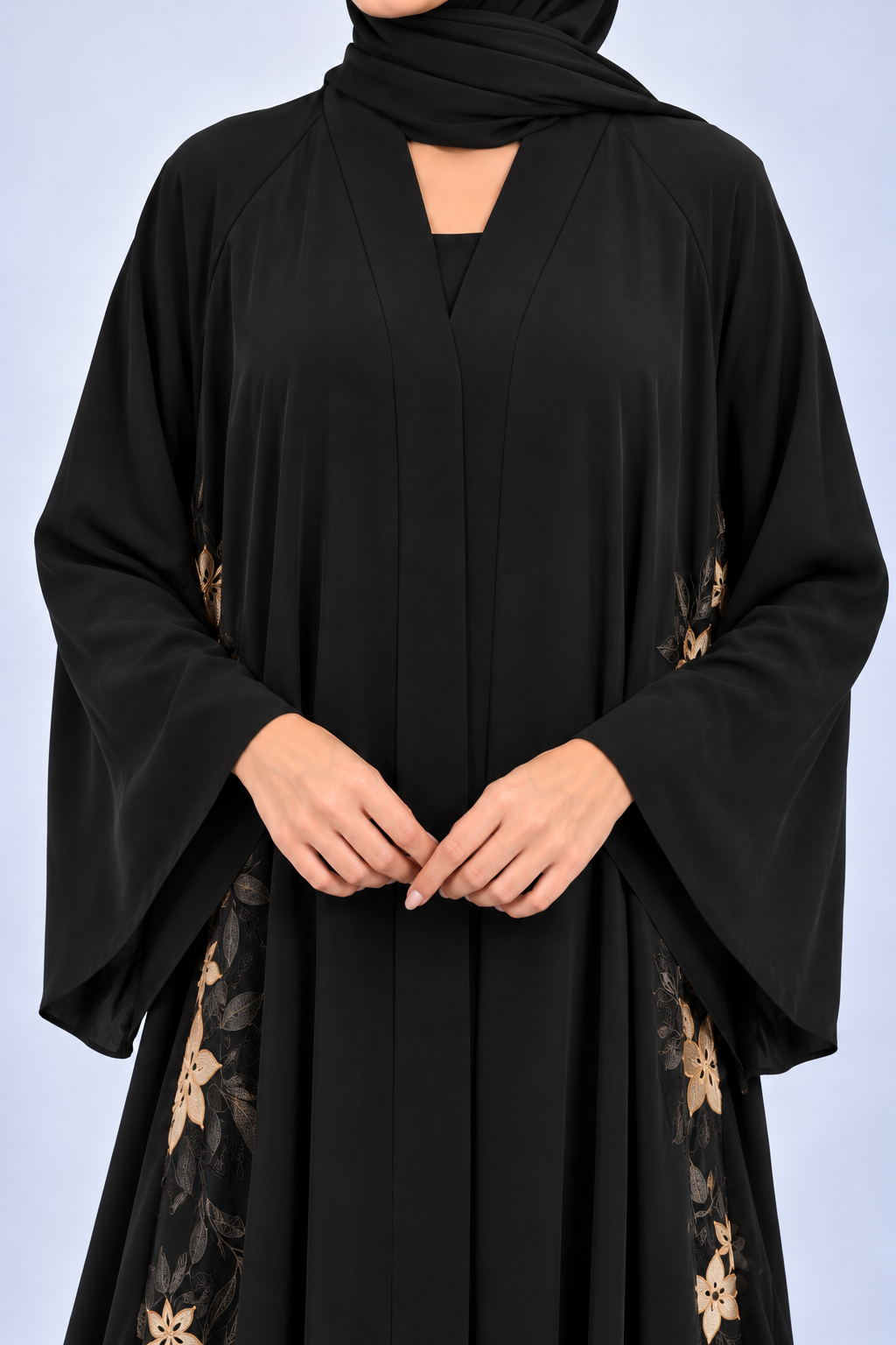 Jameela black abaya JAA494, design detail