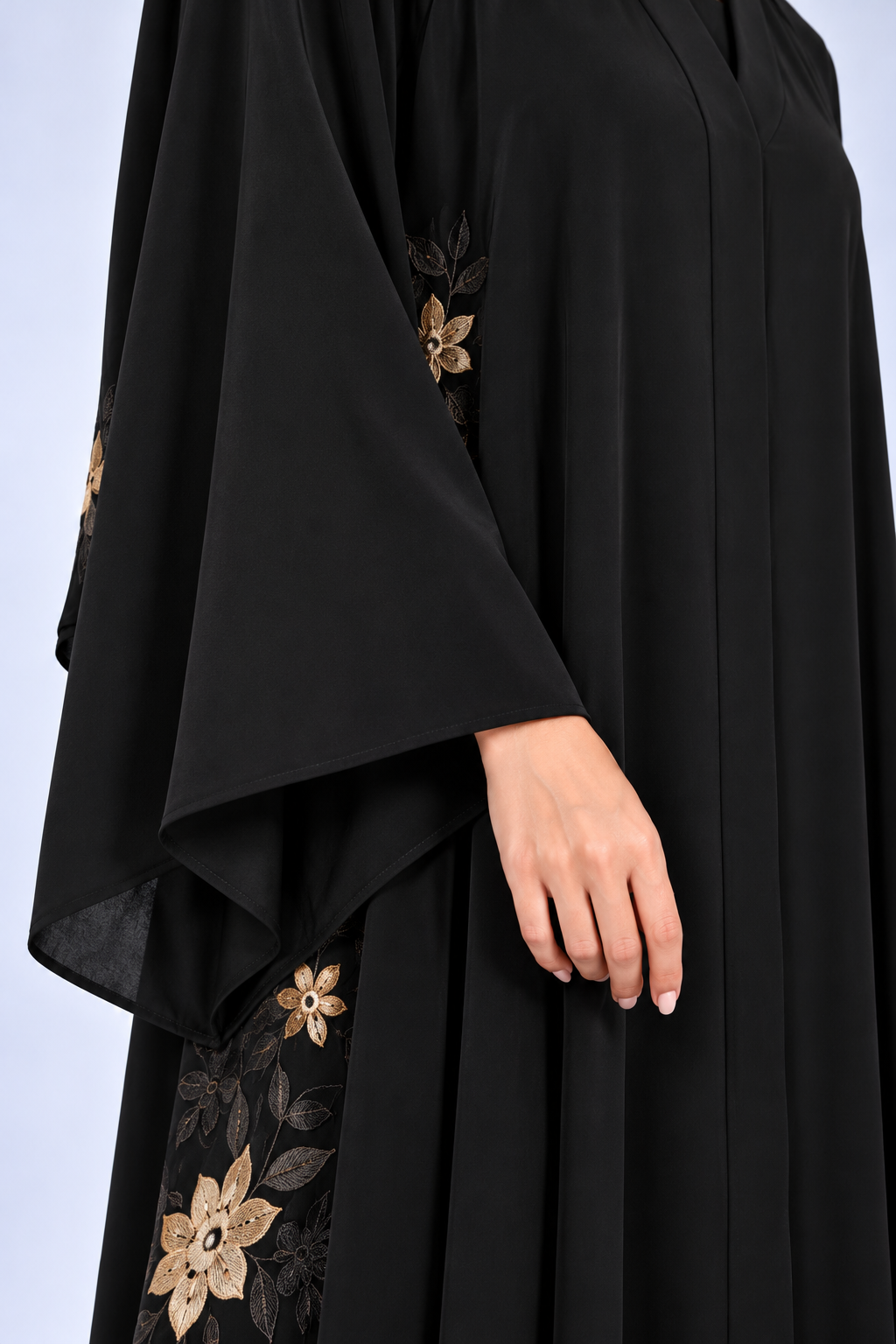 Jameela black abaya JAA494, trim detail