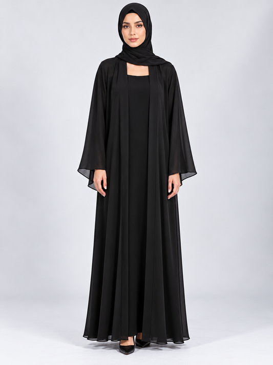 Jameela black abaya JAA495, front view