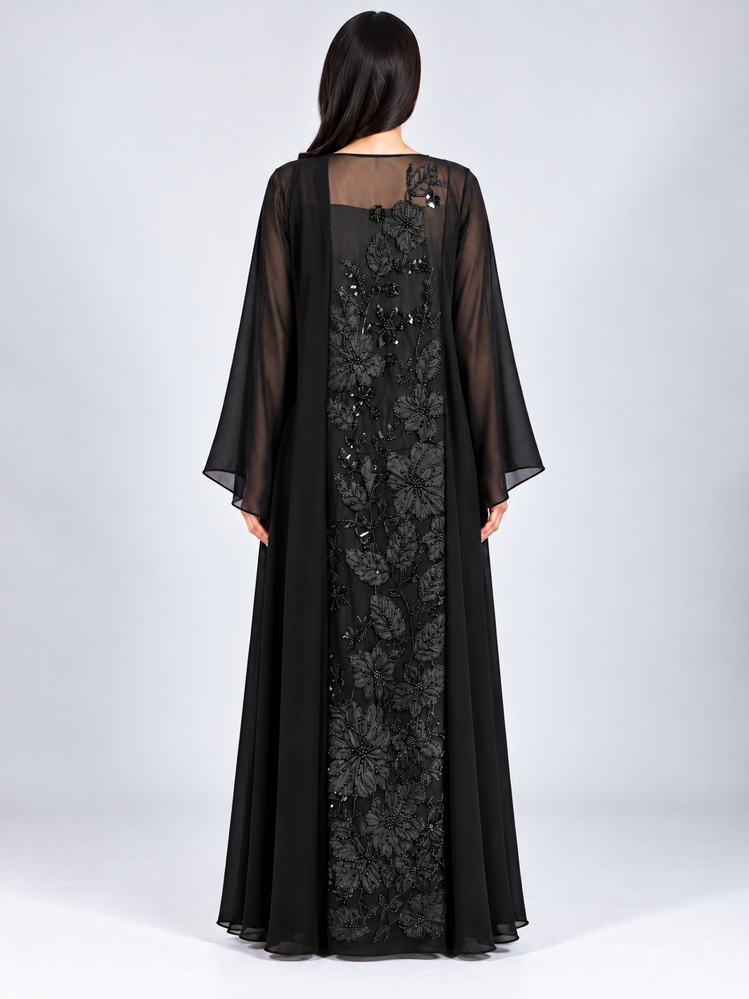 Jameela black abaya JAA495, alternate back view