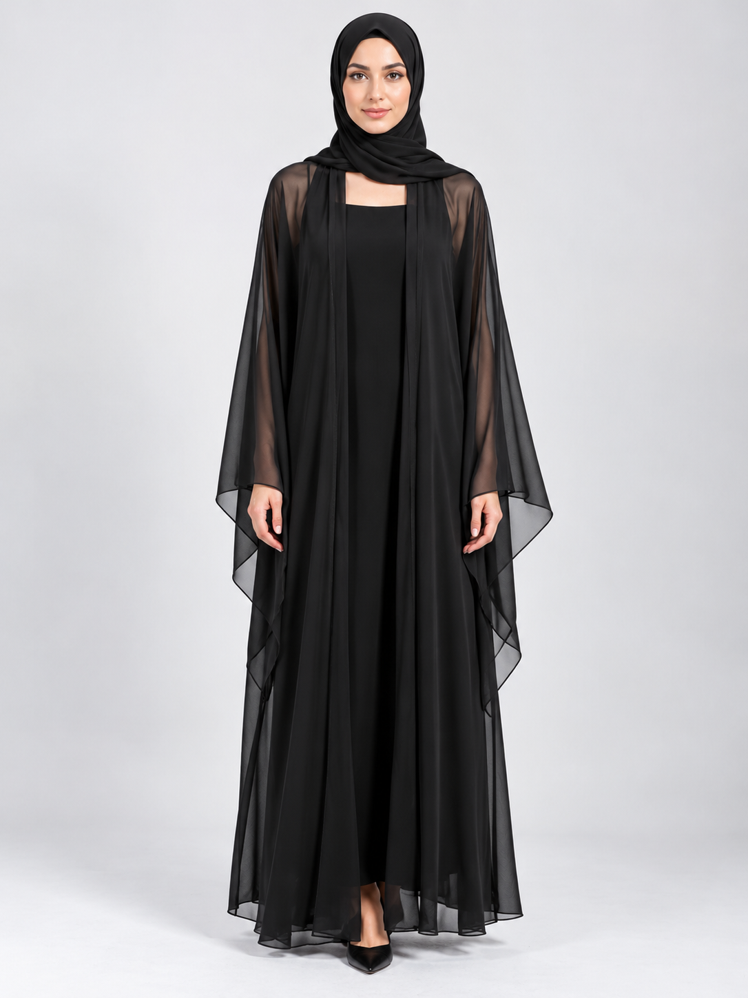 Jameela black abaya JAA496, front view