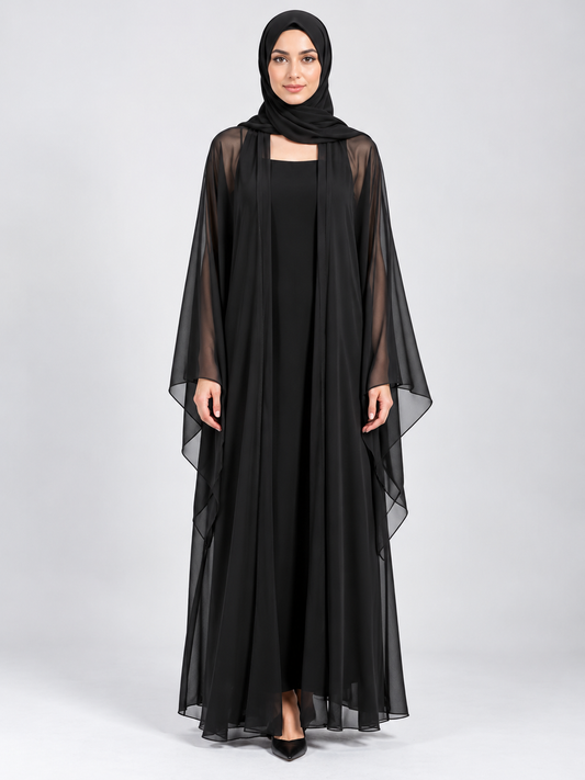 Jameela black abaya JAA496, front view