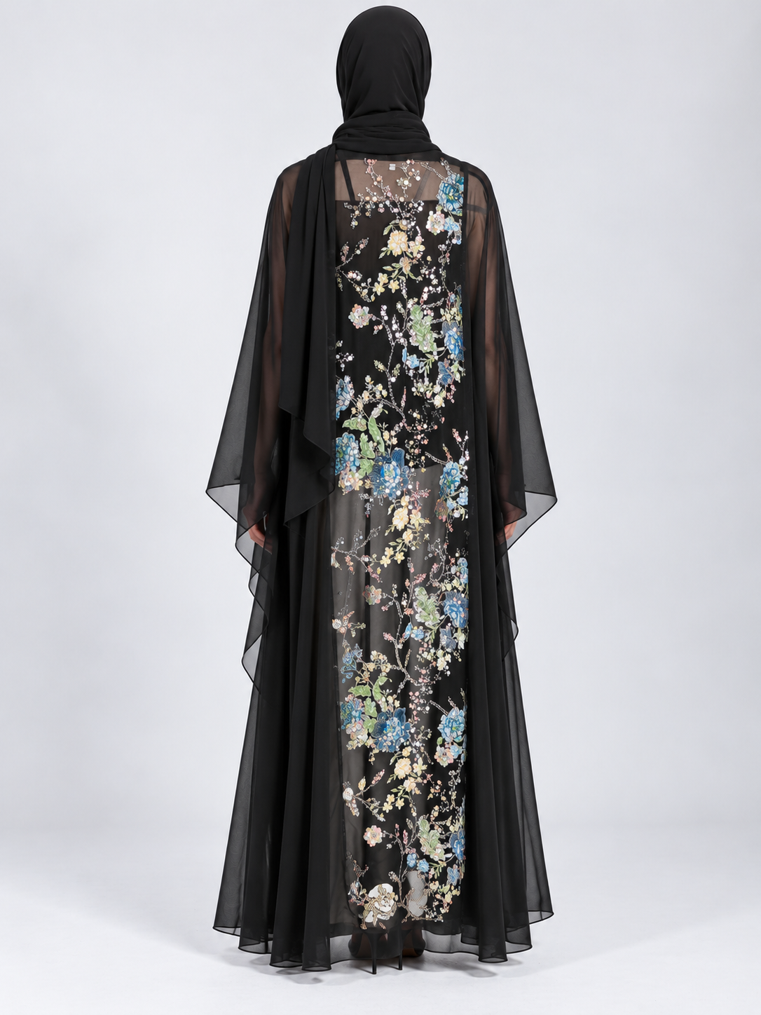 Jameela black abaya JAA496, back view