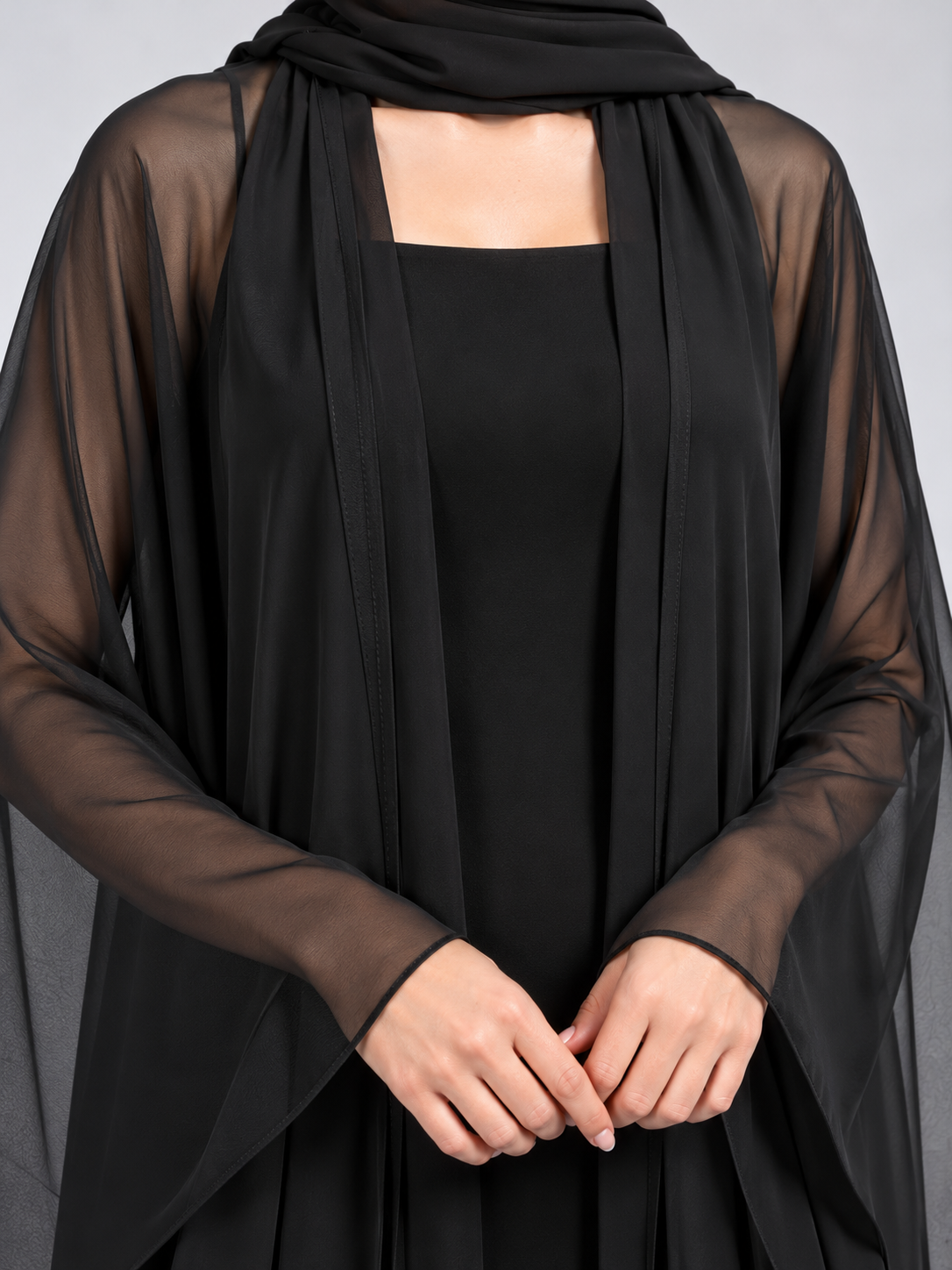 Jameela black abaya JAA496, design detail