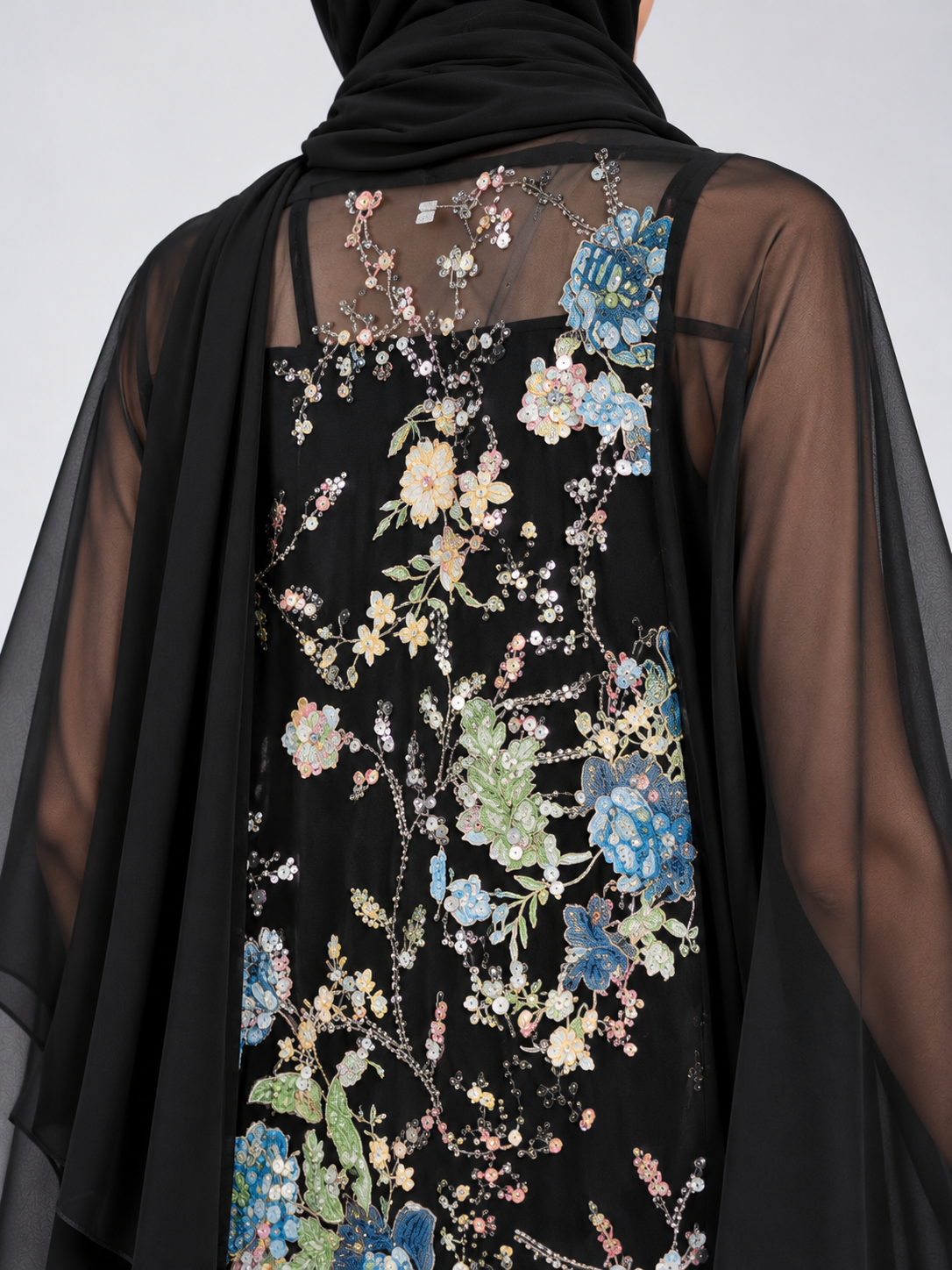 Jameela black abaya JAA496, trim detail