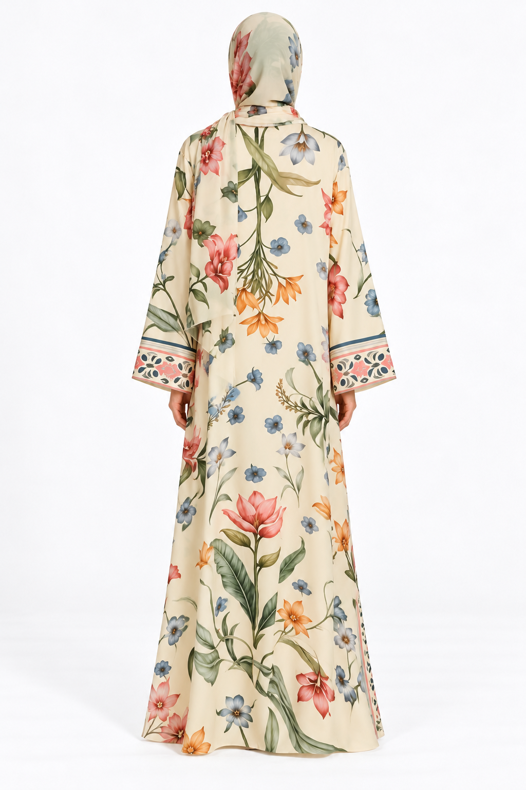 Jameela cream abaya JAA497, back view