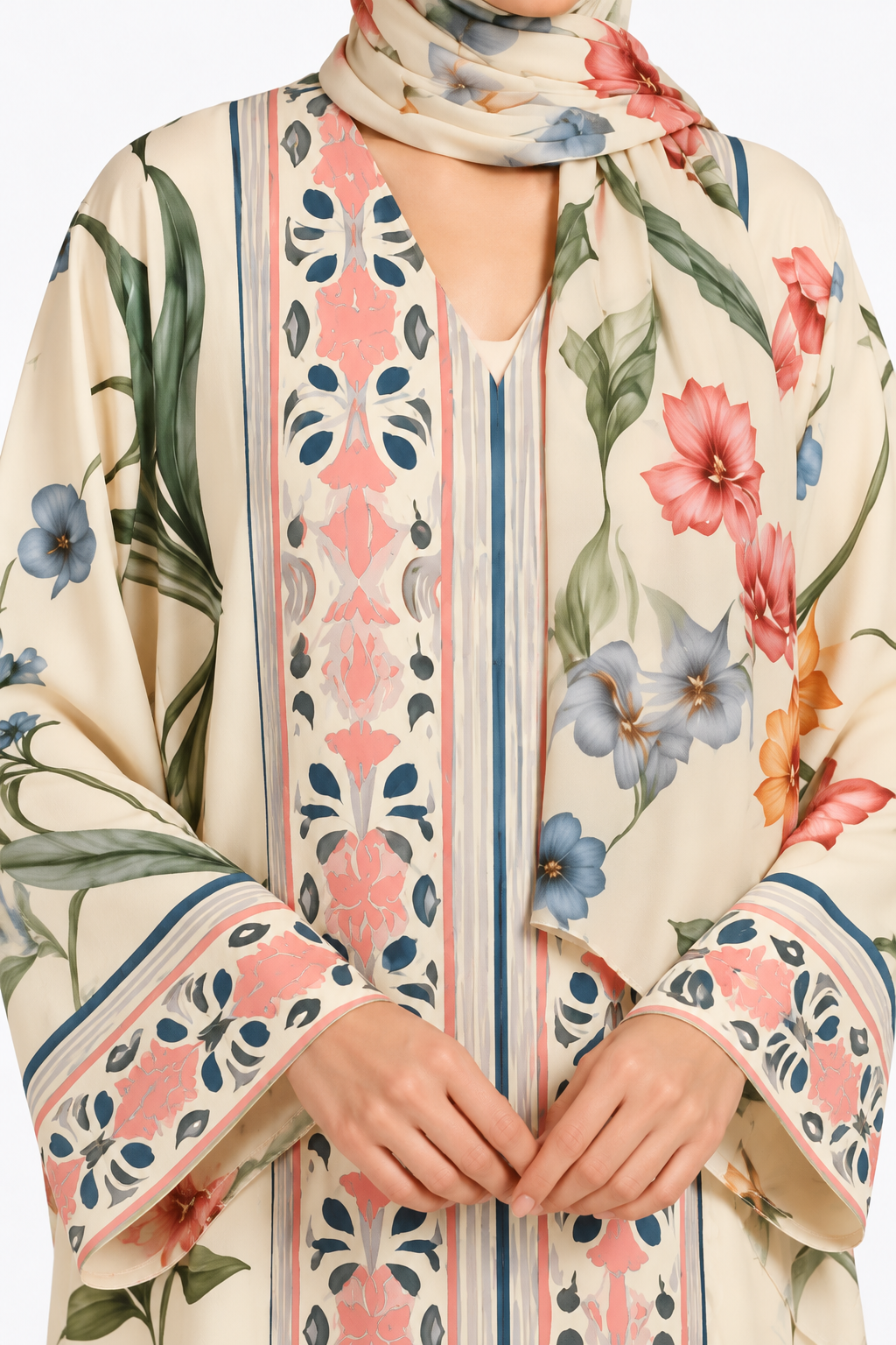 Jameela cream abaya JAA497, design detail