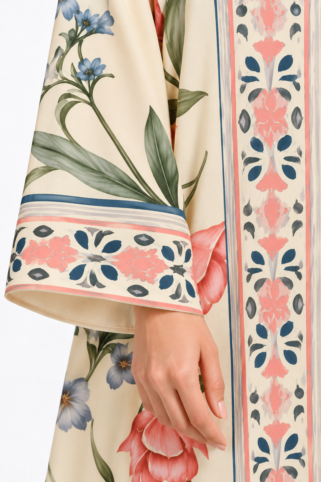Jameela cream abaya JAA497, trim detail