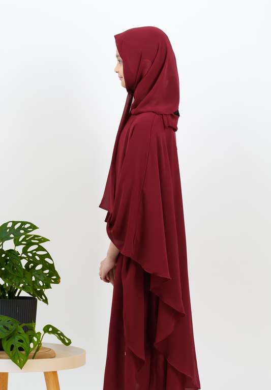 The Kids Berry Bloom Abaya – Festive Elegance in Rich Red