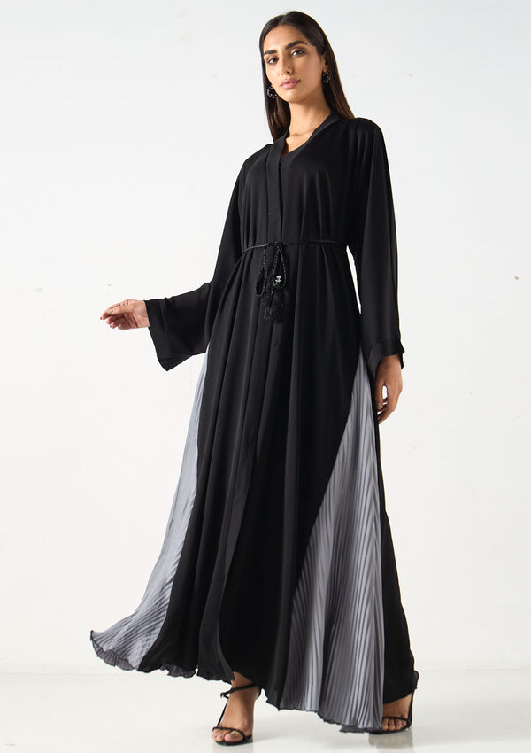 Pleated Panel Abaya with Hijab