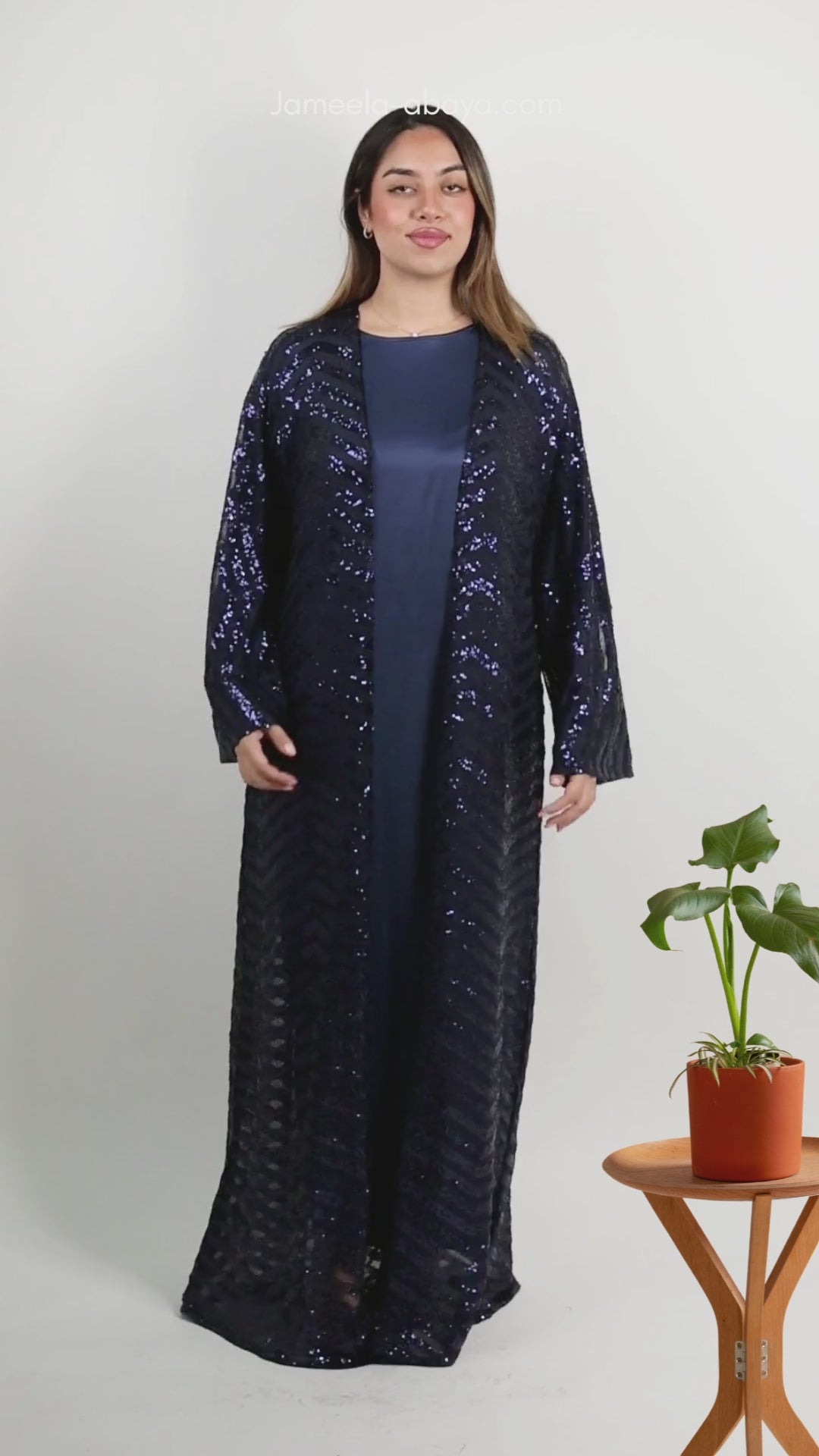 Roayl Blue Floral Garden Abaya – Vibrant Sequin Design